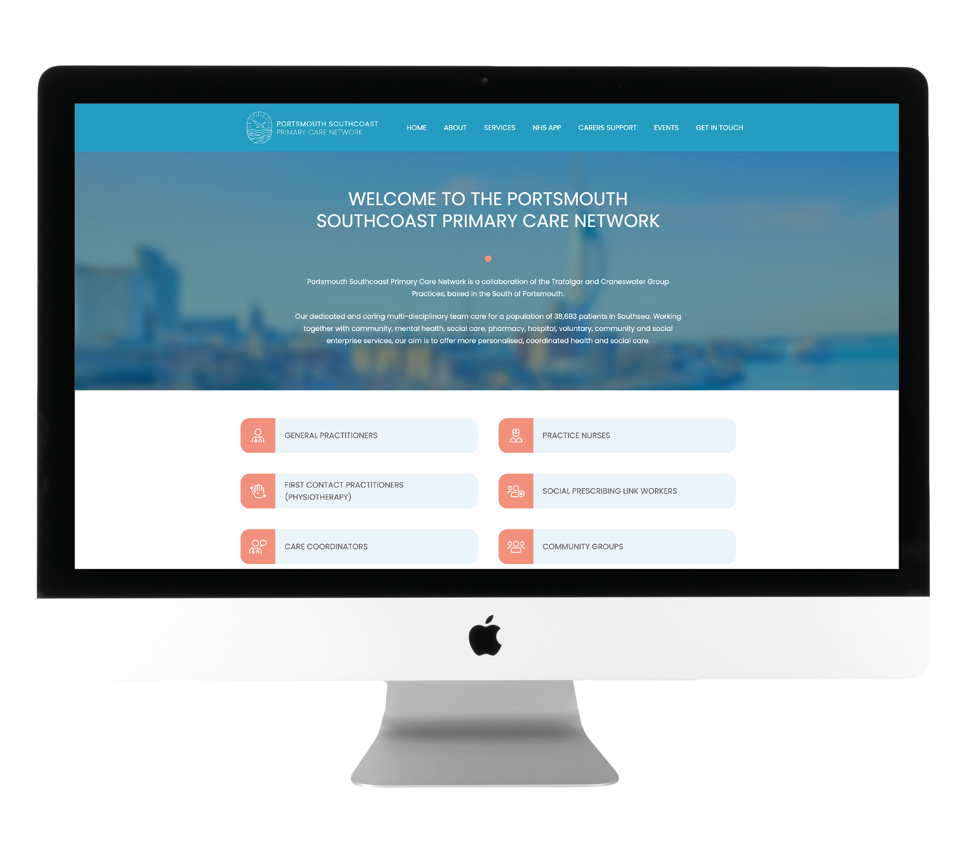Portsmouth Southcoast PCN Website Mockup